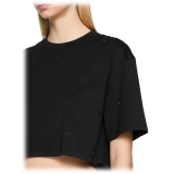 Dondup - Cropped T-shirt with Beaded Detail - Black - T-shirt - Luxury Exclusive Collection