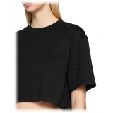 Dondup - T-shirt Cropped con Dettaglio Perline - Nero - T-shirt - Luxury Exclusive Collection