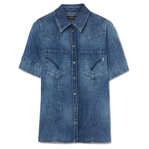 Dondup - Cotton Western Shirt - Blue - Shirt - Luxury Exclusive Collection