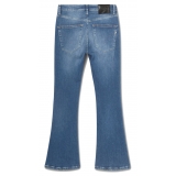 Dondup - Jeans a Trombetta in Tela Slavata - Blu - Pantalone - Luxury Exclusive Collection