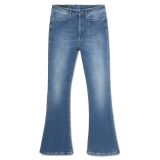 Dondup - Jeans a Trombetta in Tela Slavata - Blu - Pantalone - Luxury Exclusive Collection
