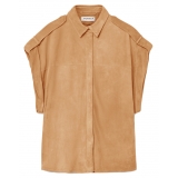 Dondup - Camicia Oversized in Vera Pelle - Cammello - Camicia - Luxury Exclusive Collection