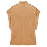 Dondup - Camicia Oversized in Vera Pelle - Cammello - Camicia - Luxury Exclusive Collection