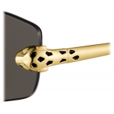 Cartier - Rectangular - Gold Grey Lenses - Panthère de Cartier Collection - Sunglasses - Cartier Eyewear