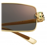 Cartier - Rectangular - Gold Grey Lenses - Panthère de Cartier Collection - Sunglasses - Cartier Eyewear