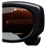 Cartier - Rettangolare - Nero Oro Lenti Grigio - Panthère de Cartier Collection - Occhiali da Sole - Cartier Eyewear