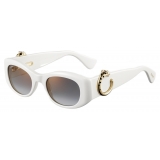 Cartier - Rettangolare - Bianco Oro Lenti Grigio - Panthère de Cartier Collection - Occhiali da Sole - Cartier Eyewear