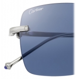 Cartier - Squadrati - Titanio Finitura Platino Lenti Blu - Pasha de Cartier Collection - Occhiali da Sole - Cartier Eyewear