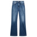Dondup - Lightweight Washed Denim Canvas Flared Jeans - Blue - Trousers - Luxury Exclusive Collection