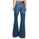 Dondup - Lightweight Washed Denim Canvas Flared Jeans - Blue - Trousers - Luxury Exclusive Collection