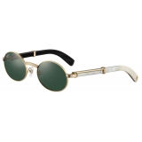 Cartier - Ovali - Corno Bianco Oro Lenti Verdi - Première de Cartier Collection - Occhiali da Sole - Cartier Eyewear