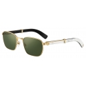 Cartier - Square - White Horn Gold Green Lenses - Première de Cartier Collection - Sunglasses - Cartier Eyewear