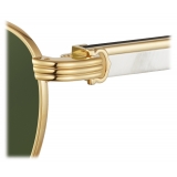 Cartier - Square - White Horn Gold Green Lenses - Première de Cartier Collection - Sunglasses - Cartier Eyewear