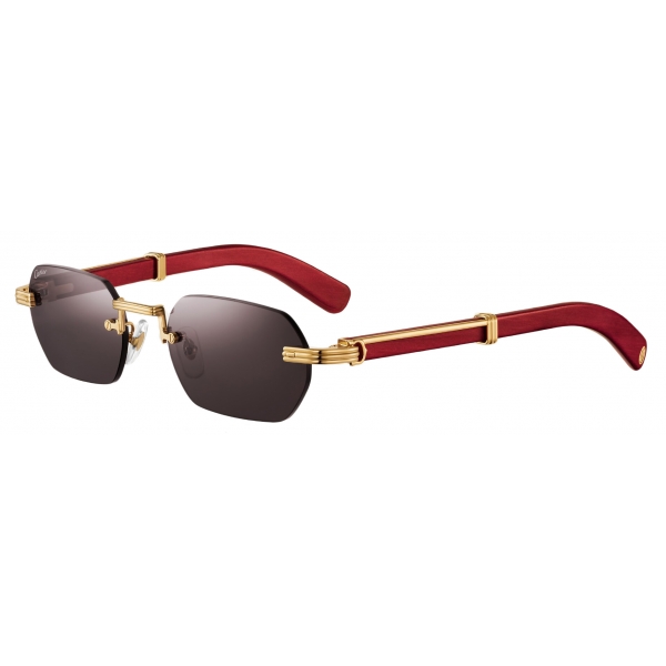 Cartier - Rectangular - Red Horn Gold Grey Lenses - Première de Cartier Collection - Sunglasses - Cartier Eyewear