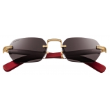 Cartier - Rectangular - Red Horn Gold Grey Lenses - Première de Cartier Collection - Sunglasses - Cartier Eyewear