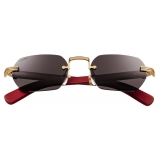 Cartier - Rettangolare - Corno Rosso Oro Lenti Grigio - Première de Cartier Collection - Occhiali da Sole - Cartier Eyewear