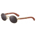 Cartier - Oval - Brown Wood Gold Grey Lenses - Première de Cartier Collection - Sunglasses - Cartier Eyewear