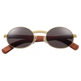 Cartier - Oval - Brown Wood Gold Grey Lenses - Première de Cartier Collection - Sunglasses - Cartier Eyewear