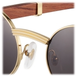 Cartier - Oval - Brown Wood Gold Grey Lenses - Première de Cartier Collection - Sunglasses - Cartier Eyewear