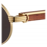 Cartier - Oval - Brown Wood Gold Grey Lenses - Première de Cartier Collection - Sunglasses - Cartier Eyewear