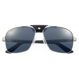 Cartier - Aviatore - Oro Spazzolata Lenti Blu - Santos de Cartier Collection - Occhiali da Sole - Cartier Eyewear