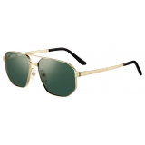 Cartier - Rectangular - Brushed Gold Green Lenses - Santos de Cartier Collection - Sunglasses - Cartier Eyewear