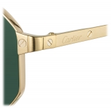 Cartier - Rettangolare - Oro Spazzolata Lenti Verdi - Santos de Cartier Collection - Occhiali da Sole - Cartier Eyewear