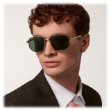 Cartier - Rectangular - Brushed Gold Green Lenses - Santos de Cartier Collection - Sunglasses - Cartier Eyewear