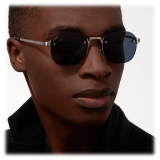 Cartier - Rectangular - Brushed Platinum Blue Lenses - Santos de Cartier Collection - Sunglasses - Cartier Eyewear