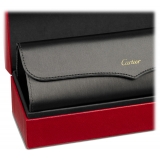 Cartier - Rettangolare - Platino Spazzolata Lenti Blu - Santos de Cartier Collection - Occhiali da Sole - Cartier Eyewear