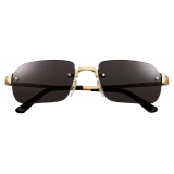 Cartier - Rectangular - Brushed Gold Gray Lenses - Santos de Cartier Collection - Sunglasses - Cartier Eyewear