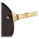 Cartier - Rettangolare - Oro Spazzolata Lenti Grigio - Santos de Cartier Collection - Occhiali da Sole - Cartier Eyewear