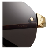 Cartier - Rettangolare - Oro Spazzolata Lenti Grigio - Santos de Cartier Collection - Occhiali da Sole - Cartier Eyewear