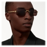 Cartier - Rectangular - Brushed Gold Gray Lenses - Santos de Cartier Collection - Sunglasses - Cartier Eyewear