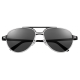 Cartier - Pilot - Brushed Platinum Black Lenses - Santos de Cartier Collection - Sunglasses - Cartier Eyewear