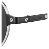 Cartier - Pilot - Brushed Platinum Black Lenses - Santos de Cartier Collection - Sunglasses - Cartier Eyewear