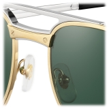 Cartier - Pilot - Brushed Gold Green Lenses - Santos de Cartier Collection - Sunglasses - Cartier Eyewear