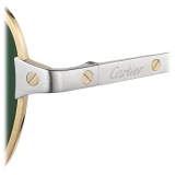 Cartier - Pilot - Brushed Gold Green Lenses - Santos de Cartier Collection - Sunglasses - Cartier Eyewear