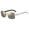 Cartier - Rettangolare - Corno Bianco Oro Lenti Grigio - Signature C de Cartier Collection - Occhiali da Sole - Cartier Eyewear