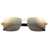 Cartier - Rectangular - White Horn Gold Grey Lenses - Signature C de Cartier Collection - Sunglasses - Cartier Eyewear