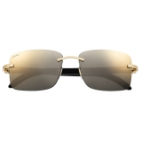 Cartier - Rettangolare - Corno Bianco Oro Lenti Grigio - Signature C de Cartier Collection - Occhiali da Sole - Cartier Eyewear