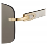 Cartier - Rettangolare - Corno Bianco Oro Lenti Grigio - Signature C de Cartier Collection - Occhiali da Sole - Cartier Eyewear