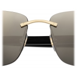 Cartier - Rectangular - White Horn Gold Grey Lenses - Signature C de Cartier Collection - Sunglasses - Cartier Eyewear