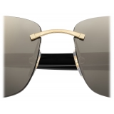 Cartier - Rettangolare - Corno Bianco Oro Lenti Grigio - Signature C de Cartier Collection - Occhiali da Sole - Cartier Eyewear