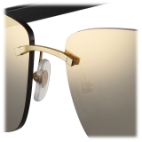 Cartier - Rettangolare - Corno Bianco Oro Lenti Grigio - Signature C de Cartier Collection - Occhiali da Sole - Cartier Eyewear