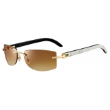 Cartier - Rectangular - White Horn Gold Brown Lenses - Signature C de Cartier Collection - Sunglasses - Cartier Eyewear