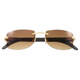 Cartier - Rectangular - White Horn Gold Brown Lenses - Signature C de Cartier Collection - Sunglasses - Cartier Eyewear