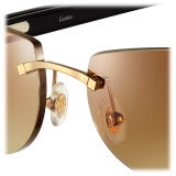 Cartier - Rectangular - White Horn Gold Brown Lenses - Signature C de Cartier Collection - Sunglasses - Cartier Eyewear