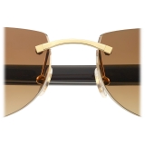 Cartier - Rectangular - White Horn Gold Brown Lenses - Signature C de Cartier Collection - Sunglasses - Cartier Eyewear