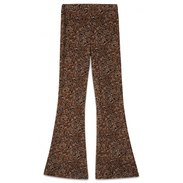 Ottod'Ame - Elasticised Trousers in Abstract Fantasy - Brown - Trousers - Luxury Exclusive Collection